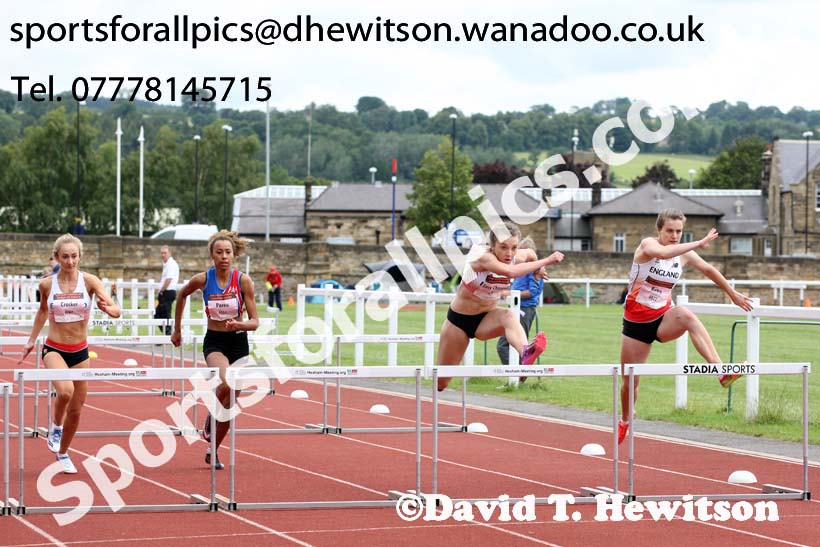 Womens under-20s 100 metres hurdles, EAP International Combined Events, Hexham Northumberland. Photo: David T. Hewitson/Sports for All Pics